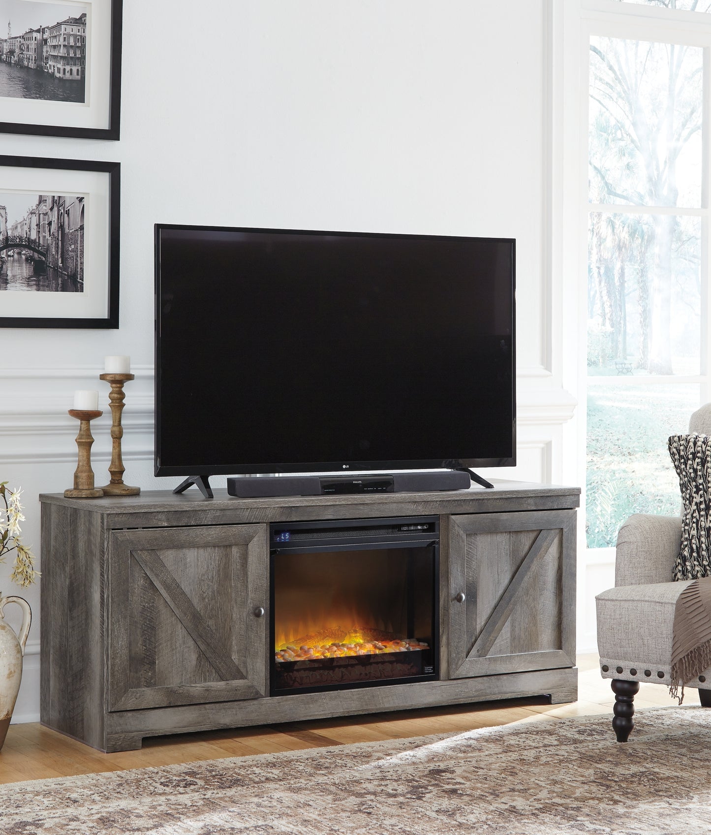 Wynnlow 63" TV Stand with Electric Fireplace