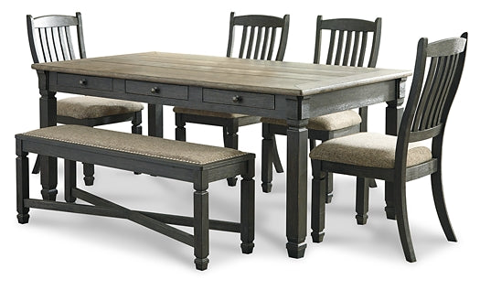 Owingsville dining table and 4 chairs and bench set clearance