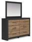Vertani King Panel Bed with Mirrored Dresser and Chest