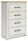 Linnocreek Twin Panel Headboard with Mirrored Dresser, Chest and Nightstand