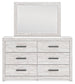 Cayboni Twin Panel Bed with Mirrored Dresser and Chest