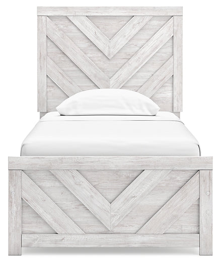 Cayboni Twin Panel Bed with Mirrored Dresser, Chest and Nightstand