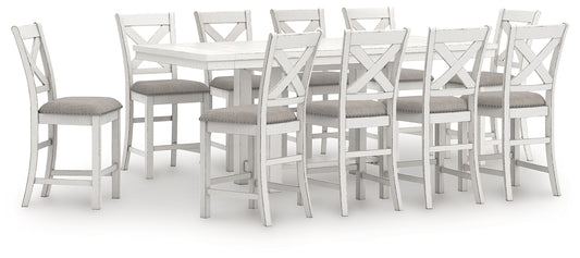 Robbinsdale Counter Height Dining Table and 10 Barstools