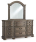 Ardenfield King Upholstered Sleigh Bed with Mirrored Dresser