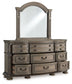 Ardenfield King Upholstered Sleigh Bed with Mirrored Dresser