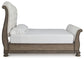 Ardenfield King Upholstered Sleigh Bed with Mirrored Dresser