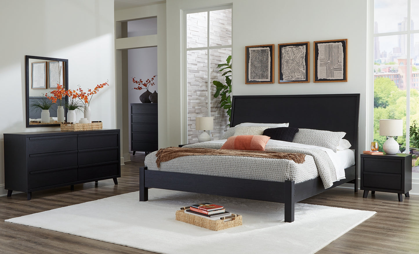 Danziar King Panel Bed, Dresser, Mirror and Nightstand