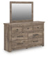 Rusticott Queen Poster Bed with Mirrored Dresser