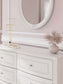 Kozlani Twin Upholstered Panel Bed, Dresser and Mirror