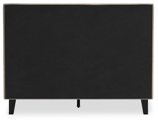 Cielden Full Upholstered Bed with Roll Slats, Dresser, Mirror, Chest and Nightstand