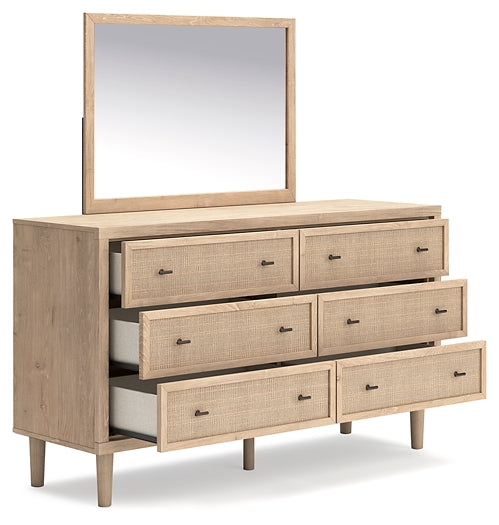 Cielden King Upholstered Bed with Roll Slats, Dresser, Mirror, Chest and Nightstand