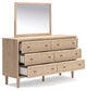 Cielden King Upholstered Bed with Roll Slats, Dresser, Mirror, Chest and Nightstand