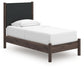 Pamytta Twin Upholstered Panel Platform Bed, Dresser and Mirror