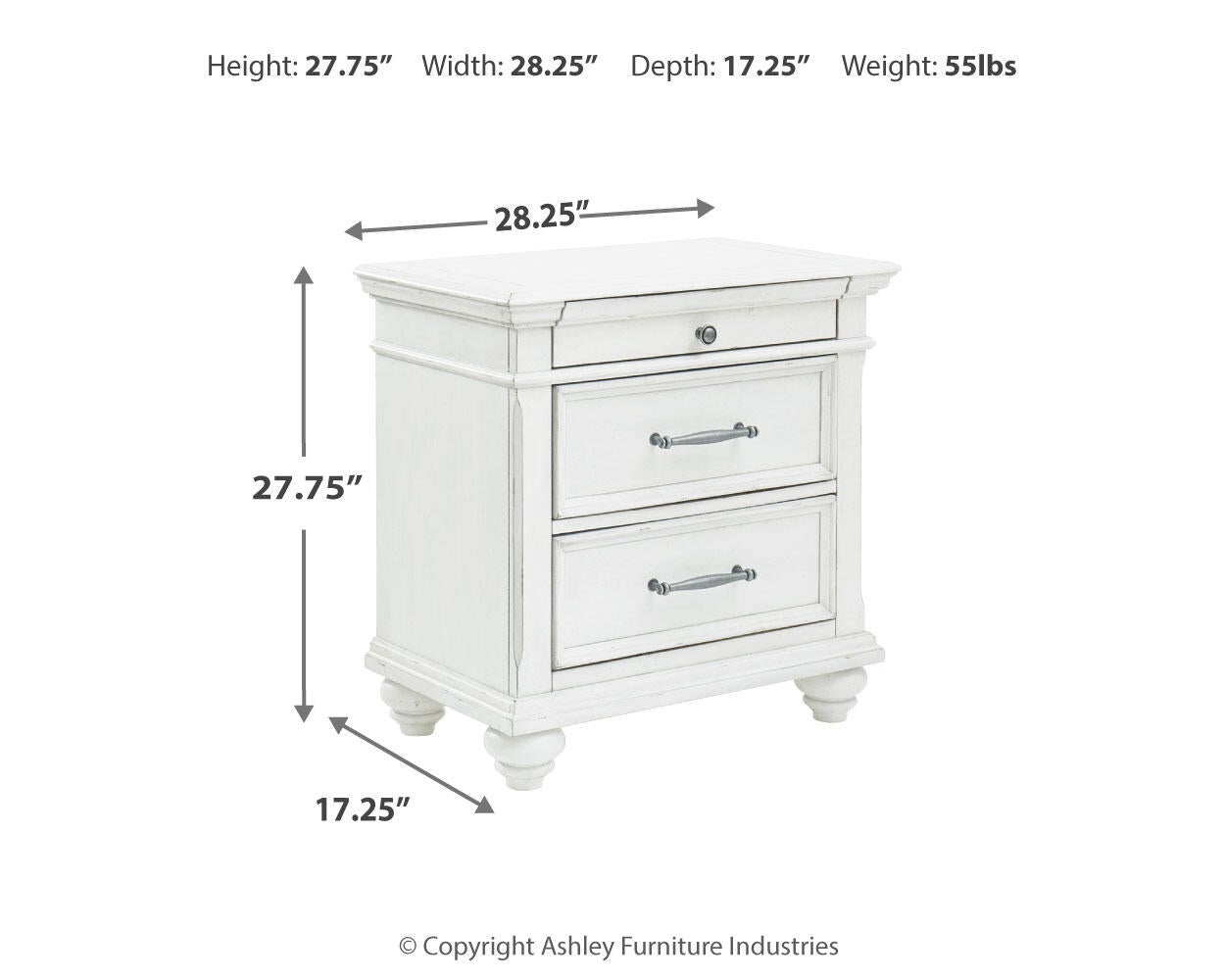 Kanwyn Three Drawer Night Stand