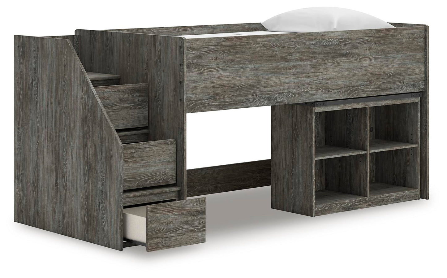 Frandern Twin Loft  Bed with Bookcase Storage