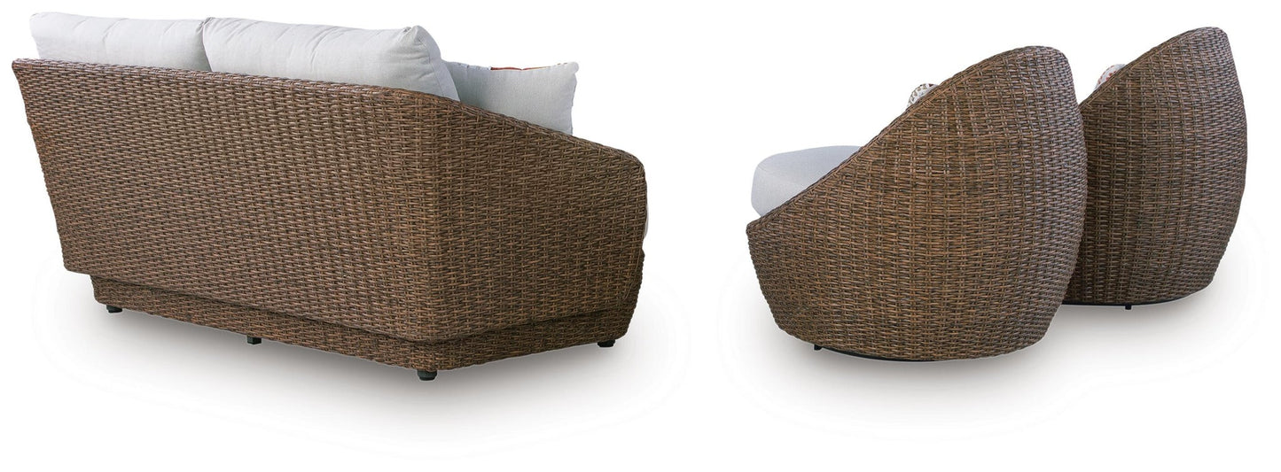 Double Point Love/Swivel Chairs Set (3/CN)