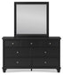 Lanolee Full Panel Bed with Mirrored Dresser