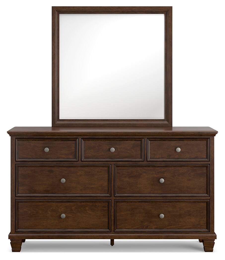 Danabrin Full Panel Bed with Mirrored Dresser