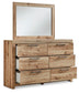 Hyanna Queen Panel Storage Bed with 2 Under Bed Storage Drawer, Dresser and Mirror