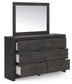 Delmorta Queen Panel Bed, Dresser and Mirror