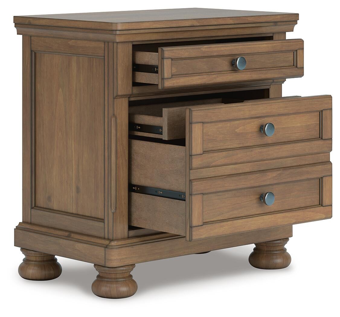 Vandenmore King Panel Bed with Mirrored Dresser and Nightstand