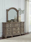 Ardenfield California King Upholstered Sleigh Bed, Dresser and Mirror