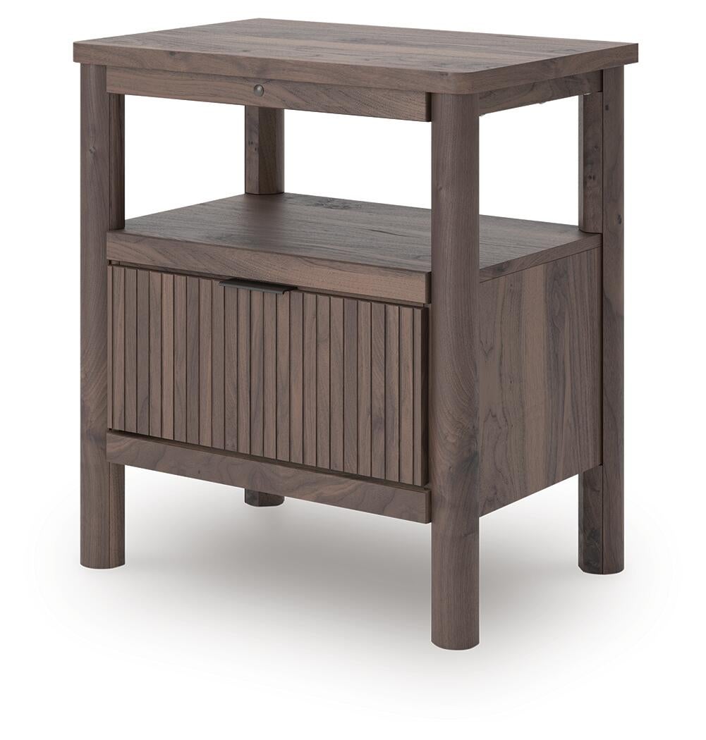 Cadmori Full Upholstered Panel Platform Bed, Dresser, Mirror, Chest and Nightstand