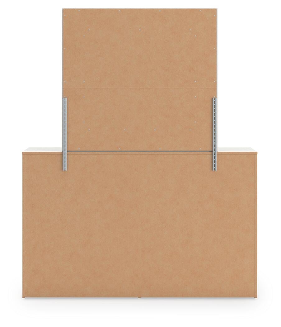 Birmonton King Upholstered Panel Bed, Dresser and Mirror