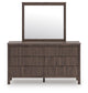 Cadmori King Upholstered Panel Bed, Dresser and Mirror