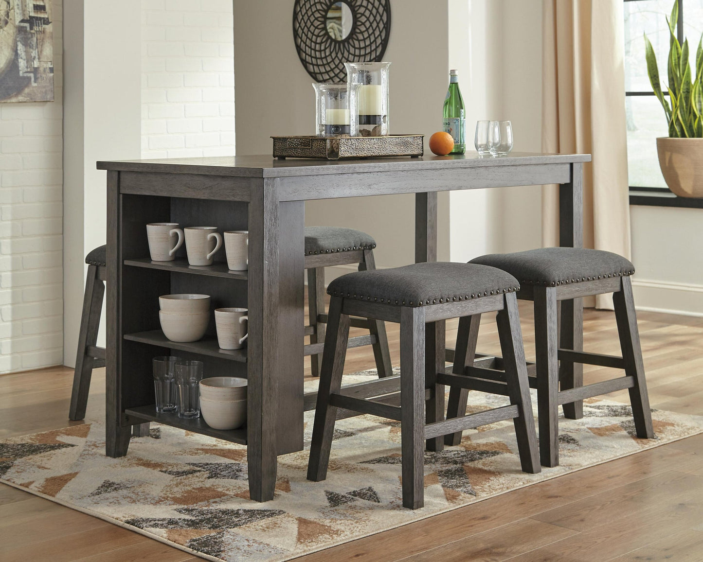 Caitbrook Counter Height Dining Table and 4 Barstools