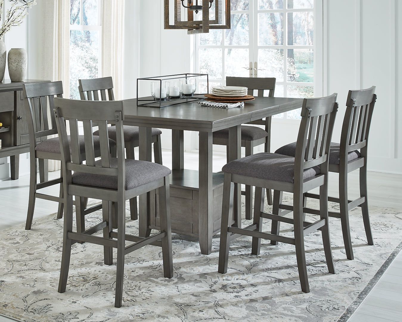 Hallanden Counter Height Dining Table and 6 Barstools