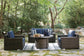 Grasson Lane Outdoor Loveseat and 2 Lounge Chairs with Fire Pit Table