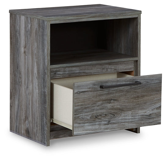 Baystorm King Panel Bed with 2 Storage Drawers with Mirrored Dresser, and Nightstand