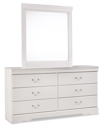 Anarasia Queen Sleigh Headboard with Mirrored Dresser, Chest and Nightstand