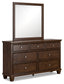 Danabrin Full Panel Bed with Mirrored Dresser, Chest and Nightstand